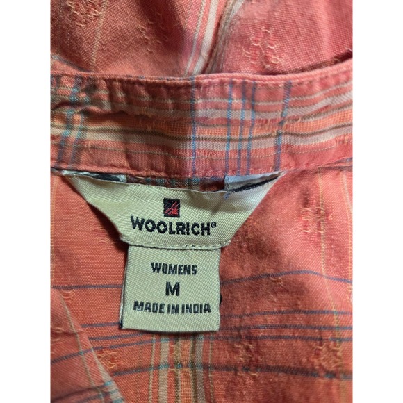 Woolrich Womens Coral Plaid Button Down Short Sleeve Shirt Size M Outdoors - Picture 5 of 7